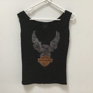 Harley Davidson  Biker Black Beaded Tank Top